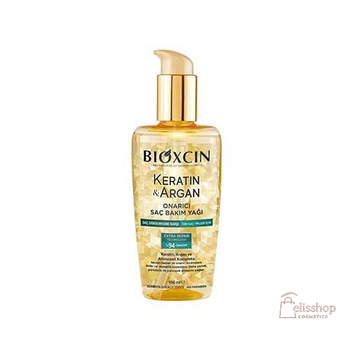 سرم مو آرگان بیوکسین BIOXCIN مدل KERATIN & ARGAN REPAIRING HAIR CARE OIL ( احیا کننده قوی و ضد ریزش مو 